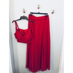 Red Two-Piece Formal Prom Dress
